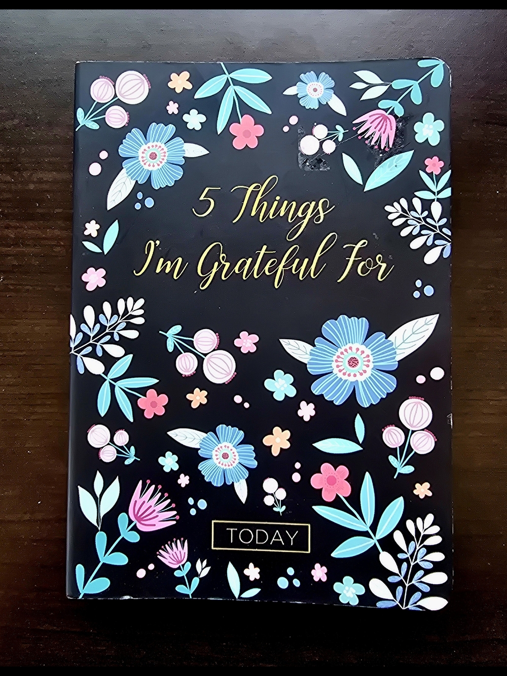 Gratitude  - 5 Things I'm Grateful For - Floral Black & Teal & Daily Prayer